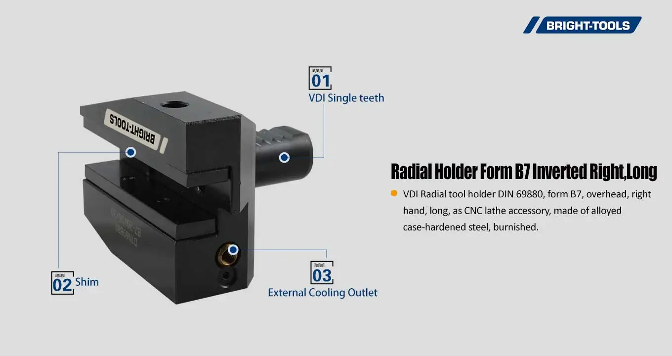 Radial Holder Form B7 Inverted Right, Long Of Mt Driven Tools