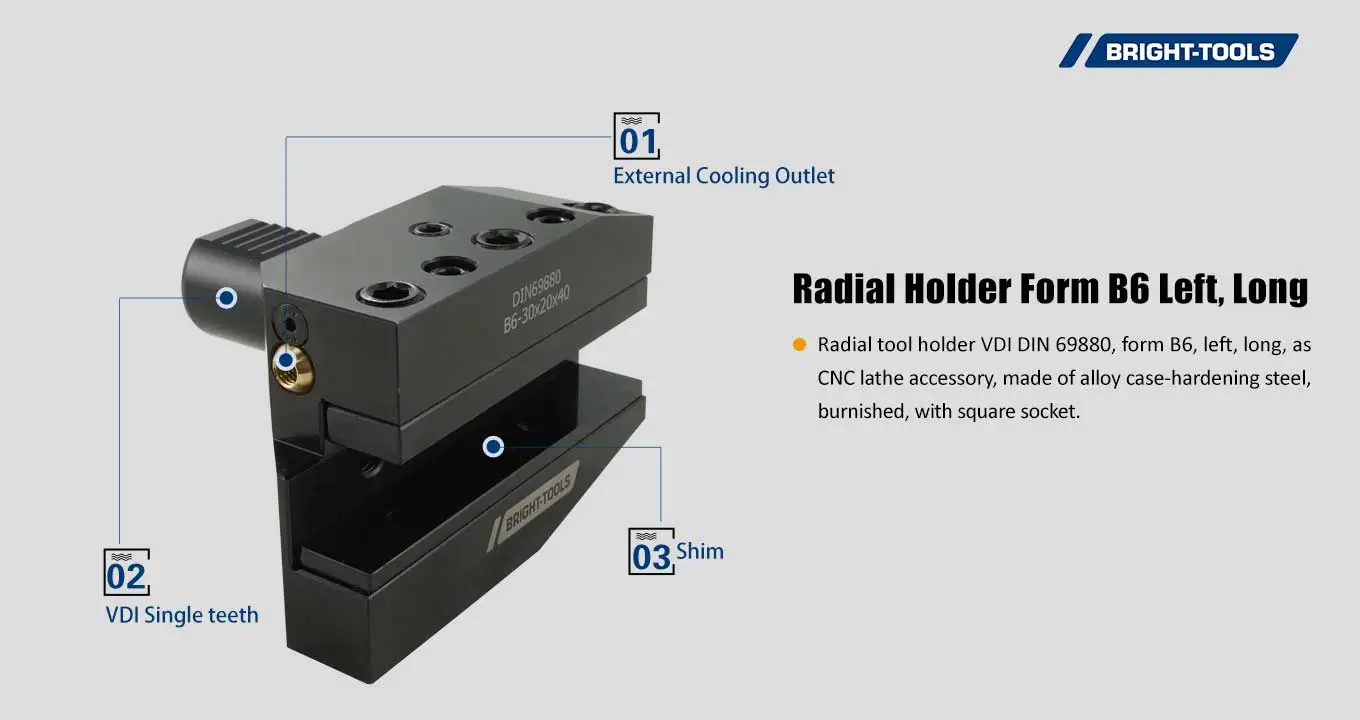 Radial Holder Form B6 Left, Long Of Mt Driven Tools