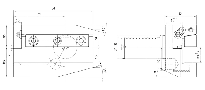 SPECIFICATION OF B6AK RADIAL, LONG, COOLANT, WEDGE CLAMPING HOLDERSS