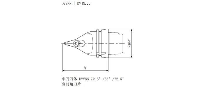 SPECIFICATION OF HSK-T TURNING TOOL DVVNN 72.5°/35°/72.5°