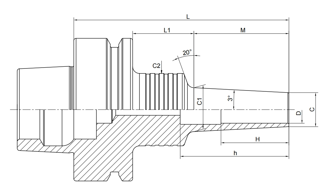 SPECIFICATIONOF HSK-A SHRINK CHUCK 3° REGULAR COOLANT