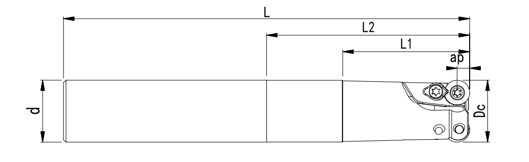 SPECIFICATION OF END MILLING CUTTER, ROUND INSERTS RD10T3