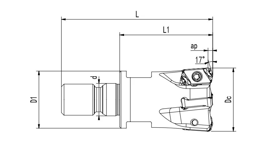 SPECIFICATION OF HIGH-FEED SCREW-IN MILLING CUTTER LN0303