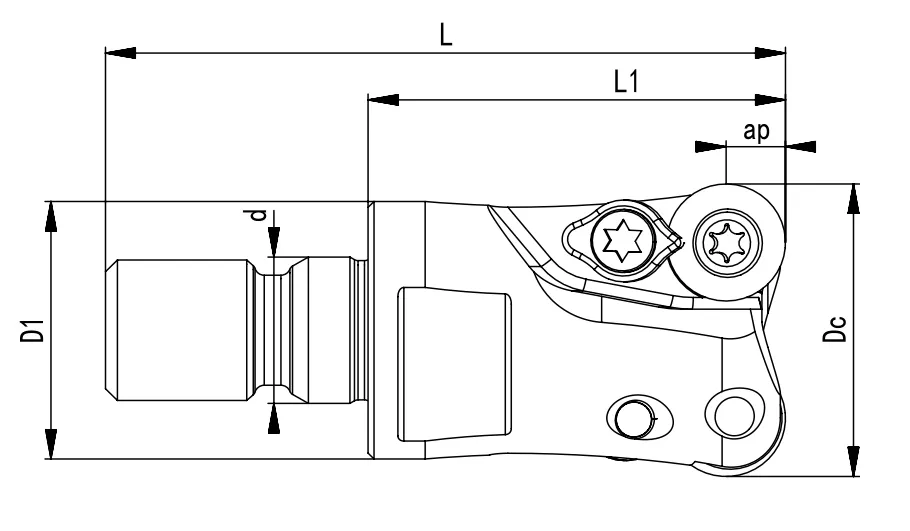 SPECIFICATION OF SCREW-IN MILLING CUTTER, ROUND INSERTS RP0802