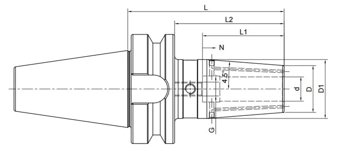SPECIFICATION OF BT SHRINK FIT CHUCK 4.5°, COOLANT