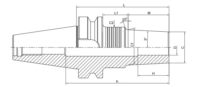 SPECIFICATION OF BT SHRINK CHUCK, 3°, SLIM, FORM B