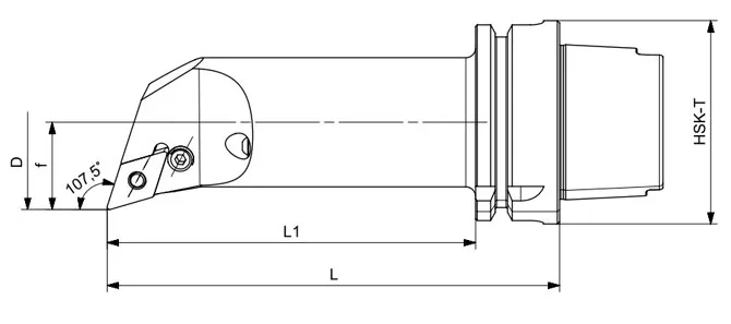 SPECIFICATION OF HSK-T TURNING TOOL PDQNR | PDQNL 107.5°/55°, LONG