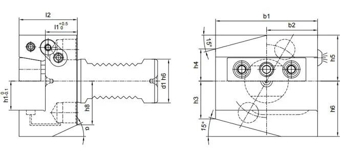 SPECIFICATION OF B1B4AK RADIAL, SHORT, COOLANT, WEDGE CLAMPING HOLDERS